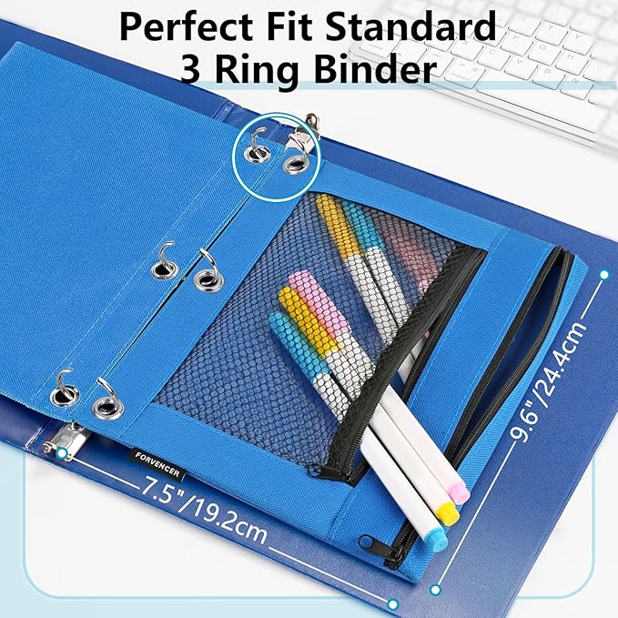 Forvencer Adorable Zipper Pencil Pouch, Cute Zipper Pouch for 3-ring Binders, Sturdy Binder Pouch with Smooth Zippers, Perfect for Students & Back to School, Portable Pencil Bag, Green