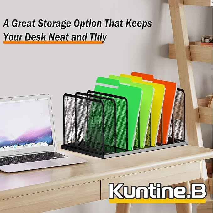 Kuntine.B Desk File Organizer 7 Upright Mesh Desktop Organizer File Sorter Office Organization File Holder for Home, Office & Classroom