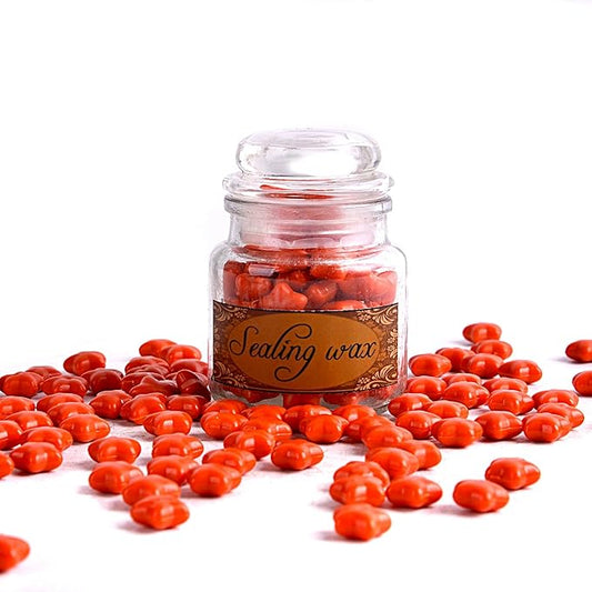 TELOSMA 100 Stars Shape Sealing Wax Beads in Glass Jar, Making Wax Seals for Wedding or Event Party Invitation, Thanks Card Envelope, Gift Wrapping - Orange