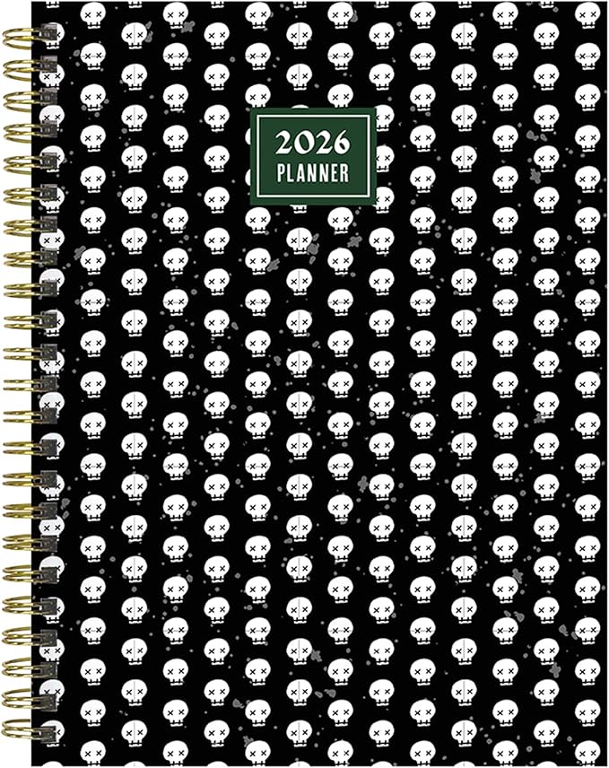 TF Publishing 2026 Skulls & Spells Medium Weekly Monthly Planner with 12-Month Calendar Grid, Goals and Task Trackers - Weekly Schedule Planner with Notes Section and Stickers - 6.5in x 8in