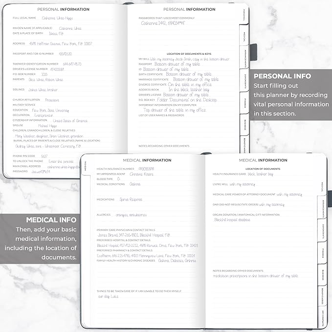 Clever Fox End of Life Planner – Final Arrangements Organizer for Beneficiary, Will Preparation, Last Wishes & Funeral Planning, A4 (Silver Black)