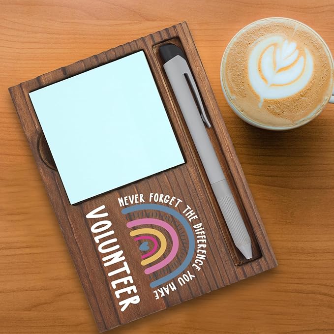 Volunteer Gifts Sticky Note Holder, Thank You Gift for Community Volunteer, Nonprofit Helper, or School Volunteer, Volunteer Appreciation Week, Graduation or Holiday Office Desk Decor PB038