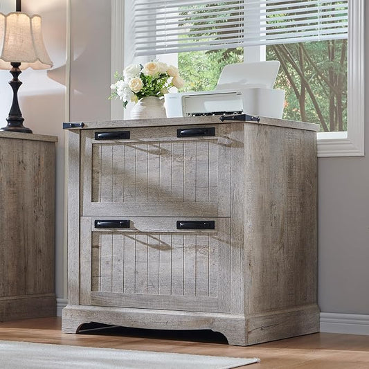 RedLemon File Cabinet with 2 Drawers, Farmhouse 30" Filing Cabinets with Hanging File Folders for A4/Letter/Legal Size Documents,Office Storage Cabinet for Study Room, Living Room(Light Rustic Oak)