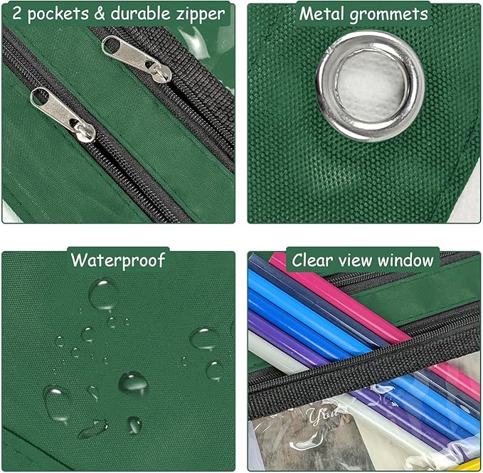 YoeeJob 1 Pack Pencil Pouch for 3 Ring Binder, Expandable Binder Pouches with Zipper, Large Capacity Pen Holder Case with Clear Window School Class Office Organizers, Teal