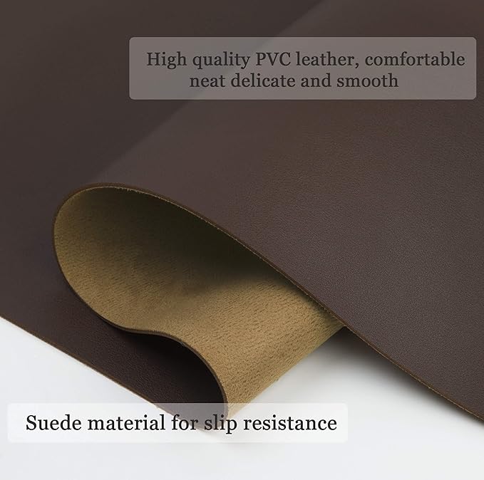 YSAGi Non-Slip Leather Desk Pad, Waterproof Laptop Computer Desk Keyboard Mat, Table Protector Blotter Mat, Large Mouse Pad for Office/Work/Home/Decor(Dark Brown, 23.6" x 13.7")