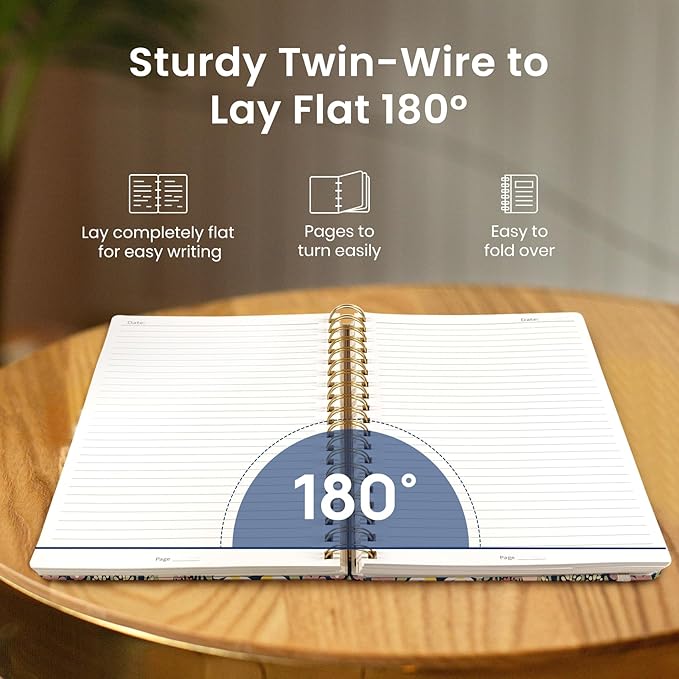 Taja Lined Spiral Notebook Journal for Work, 300 Pages Thick B5 (7.1"x10") College Ruled Journal for Women & Writing, Hardcover Notebook for Note Taking, Perfect for Office Home School, Spring Meadow
