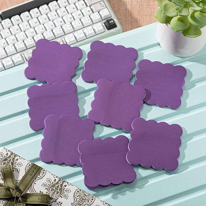 Eaasty 8 Pack Scalloped Sticky Notes Bulk Christmas Cute Self Sticky Note Pads Multi Color Bright Vintage Note Pads or School Office Supplies 240 Sheet(3" X 3",Purple)