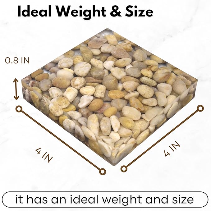 Handmade River Stone Flat Paperweight, Unique Rock Paperweights for Desk, Decorative Paper Weights