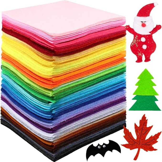 Reginary 120 Pcs 12 x 12 Inch Felt Sheets for Craft 40 Assorted Color Felt Squares Stiff Paper for Back to School Fall Thanksgiving Halloween Xmas DIY Craft Sewing Patchwork (Classic)