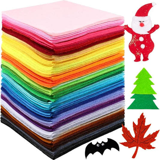 Reginary 120 Pcs 12 x 12 Inch Felt Sheets for Craft 40 Assorted Color Felt Squares Stiff Paper for Back to School Fall Thanksgiving Halloween Xmas DIY Craft Sewing Patchwork (Classic)