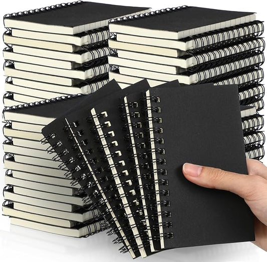 Jutom 100 Pcs Small Spiral Notebooks Memo Pads 3x5 Bulk Small Pocket Notebooks Mini Notepads with Lined Pages Mini Journals for Office Back to School Work Writing Supplies, 120 Pages (Black)