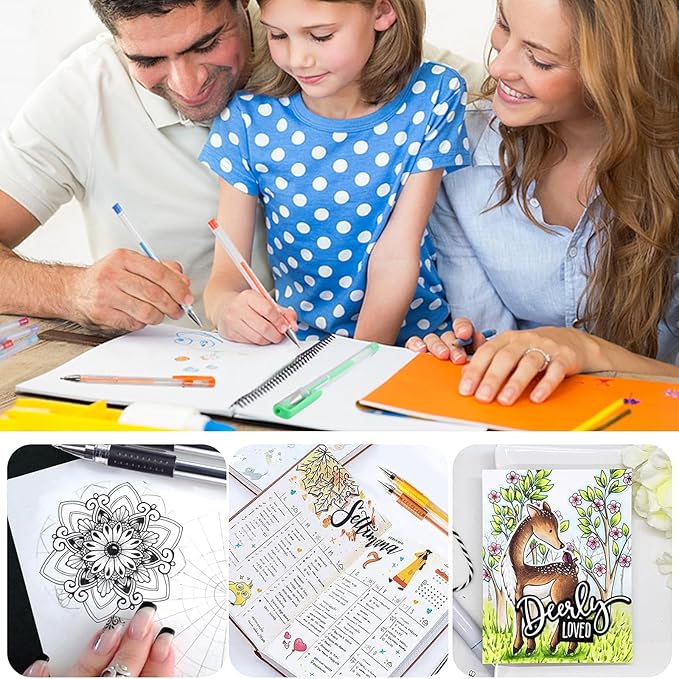 Orange Yellow Gel Pens for Coloring Book,72 Color Gel Pens Set including 24 Color Gel Pen with 48 Refills,40% More Ink Colored Gel Pens for Drawing, Doodling, Scrapbook, Journaling