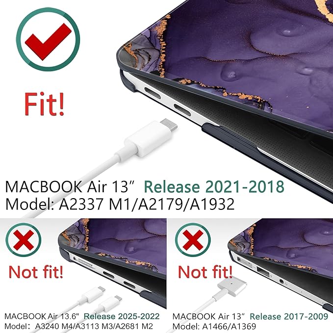 DONGKE Compatible with MacBook Air 13 inch Case 2021 2020 2019 2018 Release A2337 M1 A2179 A1932 with Retina Display Touch ID, Plastic Hard Shell & Keyboard Cover - Abstract Marble