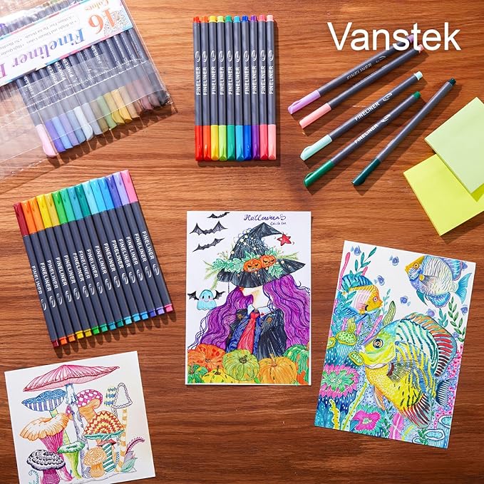 Vanstek 46 Pack Journal Planner Colored Pens, Fineliner Pens for Journaling, Writing Coloring Drawing, Note Taking, Calendar, Planner, Art Office School Gift Supplies
