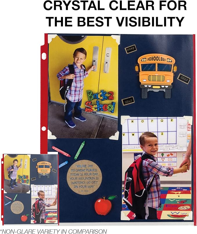 Samsill Color Edge Sheet Protectors 8.5 x 11 Inch, Page Protectors for 3 Ring Binder, Standard Weight, Clear Sheet Protector, Letter Size, Top Loading, Acid Free, 200 Pack