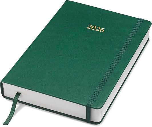 Wykeham's Executive 2026 Daily Journal Planner – US Public Holidays & Format – Customization Available (Racing Green, 8.5”×5.5”)