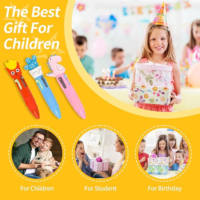 LiYiQ 100 PCS Multicolor Pen in One Fun 4-in-1 Cute Pens Bulk Kawaii Cool Ballpoint Pens for Kids Fun Gifts