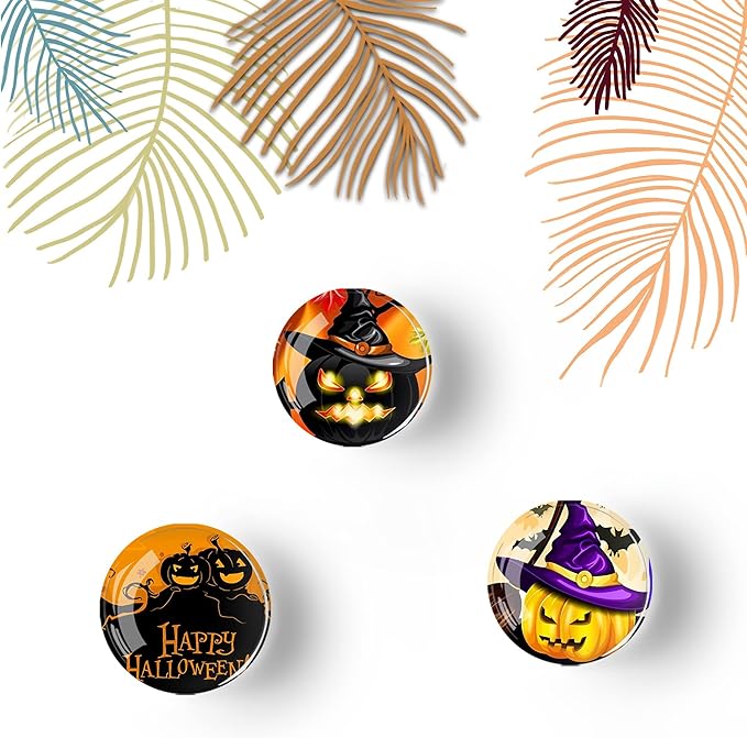 12Pcs Glass Strong Magnetic Refrigerator Magnet Fridge Sticker,Halloween Crystal Fridge Magnets Decoration for Crafts,Strong Fridge Magnets for Kitchen,School,Office Whiteboard,Cabinet and Dishwasher