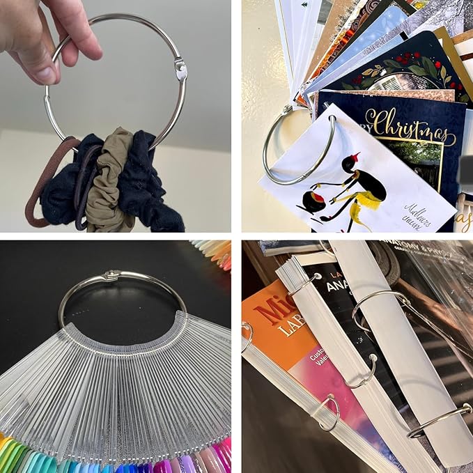 3 Inch Loose Leaf Binder Rings (36 Pack), Nickel Plated Metal Book Rings for Index Cards, Documents, Keychains, DIY Crafts, Office, School, and Home Supplies (3-inch)