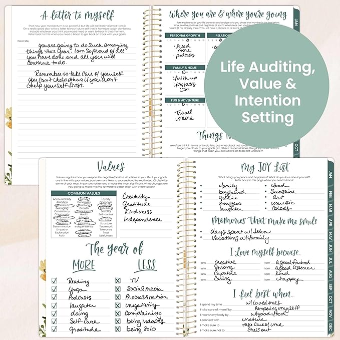 bloom daily planners 2026 Planner (January to December) - 8.5” x 11” Weekly & Monthly Dated Agenda Organizer Book with Stickers & Tabs - Flexible Soft Cover - Beige Bouquet