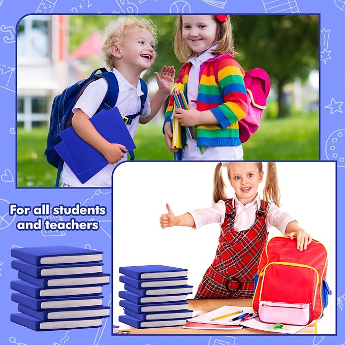 Sherr 14 Pack Stretchable Book Covers Reusable Jumbo Bookcloth 9" x 11" Durable Washable Back to School Book Cover Protector for Most Hardcover Books Textbooks(Blue,Classic)