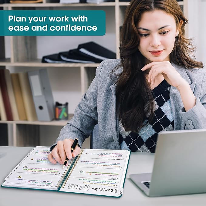 2026 Planner, Weekly and Monthly Calendar Planner Book, January 2026 - December 2026, Hardcover Spiral Planner with Monthly Tabs, Notes Pages, Perfect for Women & Men, A5 (6.4" x 8.5") - Turquoise