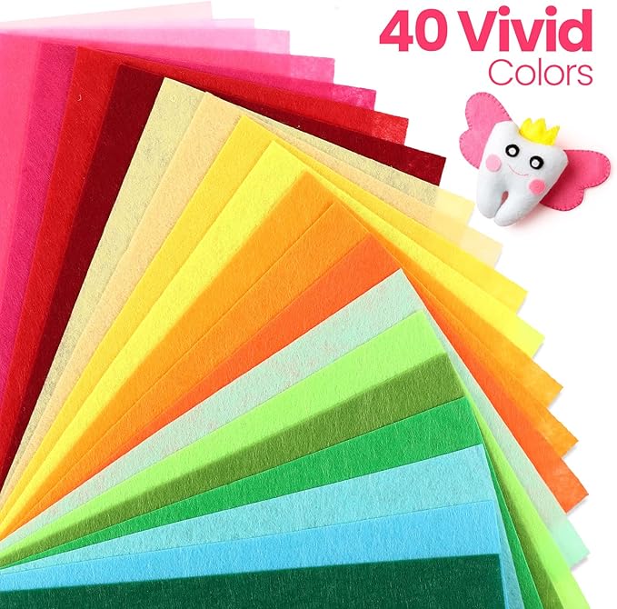 Reginary 120 Pcs 16 x 18 Inch Felt Sheets for Craft 40 Assorted Color Felt Squares Stiff Paper for Back to School Fall Thanksgiving Halloween Xmas DIY Craft Sewing Patchwork (Classic)