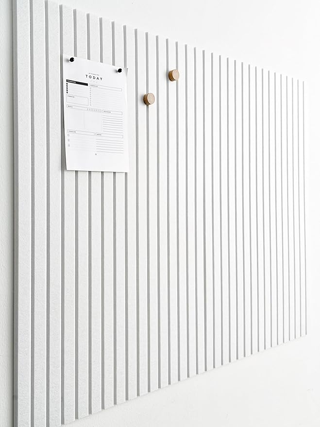 Large Cork Boards for Walls Black Felt Board Alternative - Slat Wall Paneling, Felt Bulletin Board Tiles for Office Decor, Push pin Board Office Wall Organizer -12-Pack (Milky White)