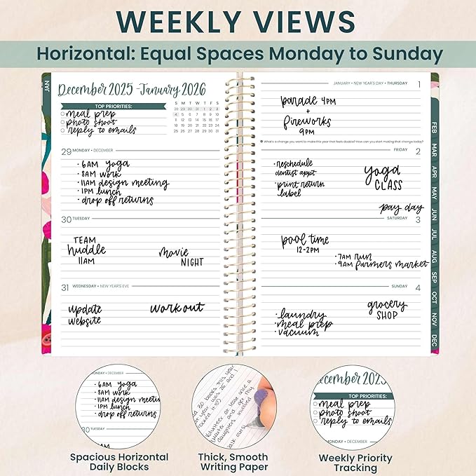 bloom daily planners 2026 Planner (January - December) Calendar Year Organizer - 5.5” x 8.25” - Weekly & Monthly Agenda Book with Stickers & Bookmark - Pink Poppies