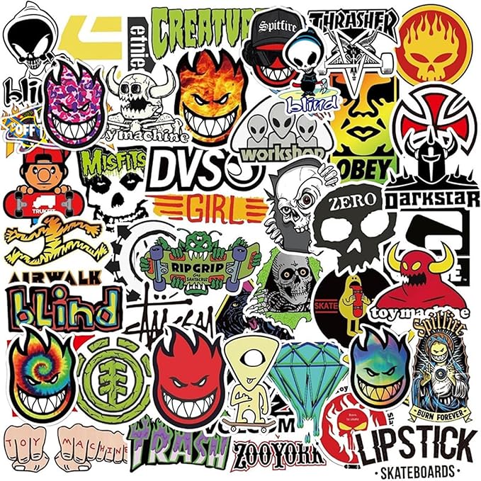 Skateboard Stickers 100Pcs/Pack Cool Waterproof Stickers for Laptop Water Bottle Suitcase Phone, Skateboarding Stickers Decal for Teens Boys Adults