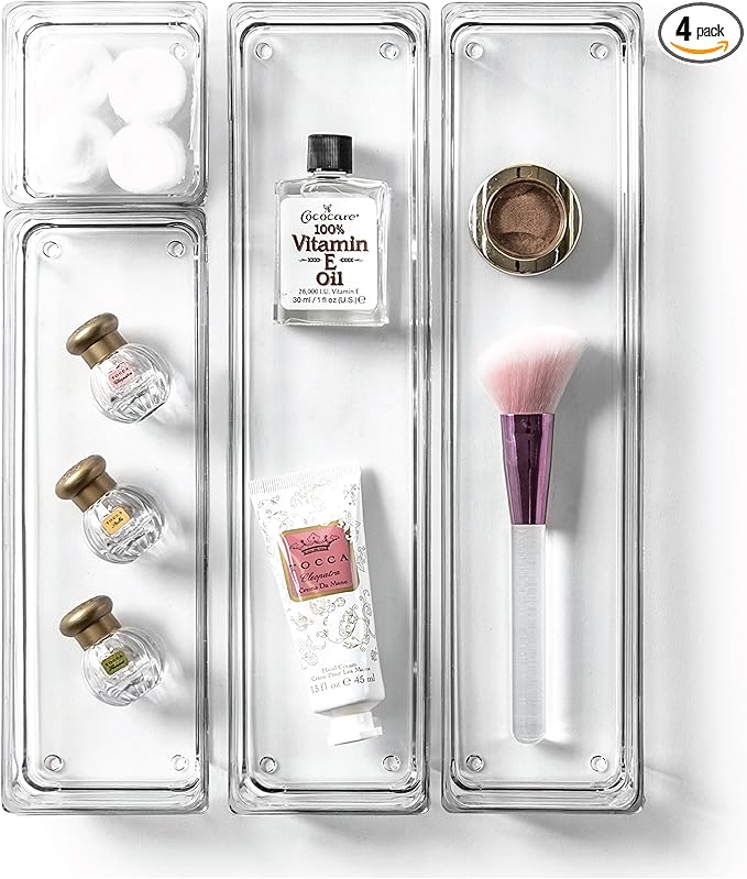 Bino 4-Piece Drawer Bin Set | THE MODULAR | Bathroom & Desk Drawer Organizer Bins - Large