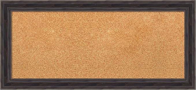 Amanti Art Natural Cork Board for Wall, 15x33 Vision Board with Brown Wood Frame, Medium Corkboard Office Decor for Home Organization, Rustic Farmhouse Corkboard Pinboard to display items for home