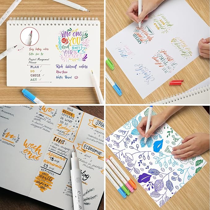 GC QUILL Fudenosuke Brush Pen - 16 Colors Calligraphy Brush Pens for Hand Lettering, Calligraphy, Drawing, Writing, Journaling GC-SB16