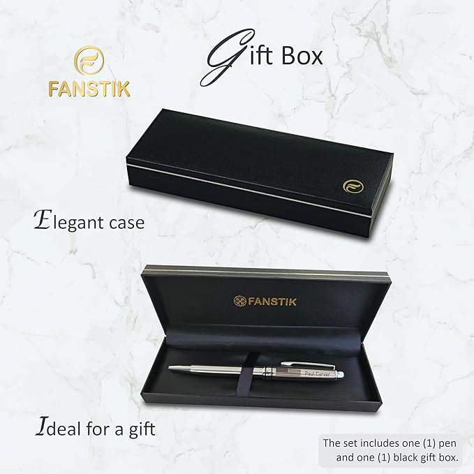 Customized BallPoint pen with name and US Flag (MADE IN USA), stainless steel, silver, luxury engraved pen personalized for men and for women. (BallPoint US-Flag)