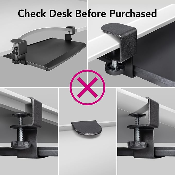 EHO Clamp-On Retractable Adjustable Keyboard Tray, Under Desk Ergonomic Keyboard Tray - Easy Tool-Free Install - Small Surface 20" (24.8" Including Clamps) x 11.5"