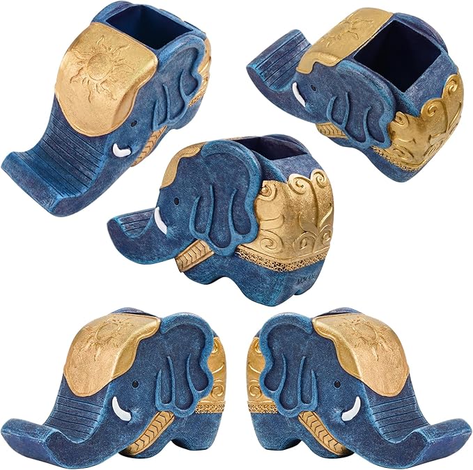 MOKANI Elephant Pencil Holder with Phone Stand, Elephant Gifts for Women Multifunctional Pen Holder Office Desk Organizer Desk Accessories Desk Decor Decorations Thanksgiving Christmas Gifts