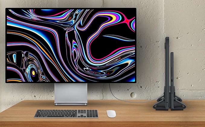 Aluminum Dual Vertical Laptop Stand Dock Holder, Supports 2 Devices, Adjustable Slot Width 15-36mm, Space-Saving Upright Storage for MacBook and Laptops