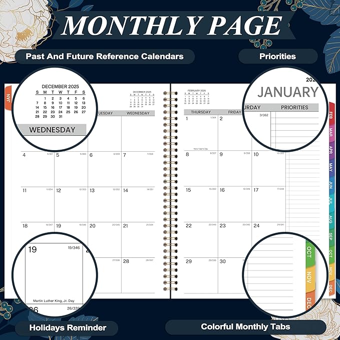 2026 Appointment Book - Weekly Appointment Book 2026, Jan 2026 - Dec 2026, 2026 Planner, 8" x 10", Planner 2026 with Tab, Half Hour (30 Mins) Interval