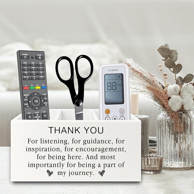 Thank You Pen Pencil Holder Organizer for Desk, Thank You Gifts for Friends Teachers Leaders Boss Mentor, Appreciation Gifts Wooden Box Sign for Home Office Desk Tabletop Decorations