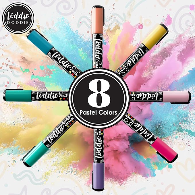 Loddie Doddie Liquid Chalk Markers - 8 Count, 6mm Reversible Chisel & Bullet Tips - Erasable Macaron Pastel Pens for Chalkboard & Acrylic Calendar - Teacher Must Haves - Dry Erase Markers - Chalk Pens