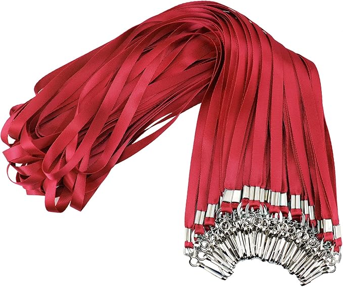 Red Lanyards Bulk 50 packs Lanyards for ID Badges,Lanyards with Swivel Hook Clips for Name Tag Lanyard ID Holder