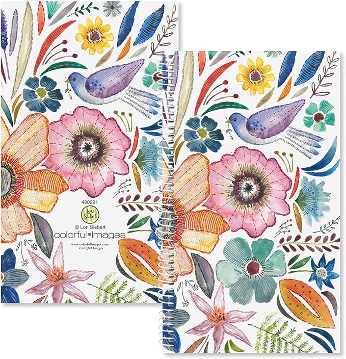 Current Embroidered Florals Password & PIN Keeper Book, 94 Pages, 5” x 8.5” Size Spiral Bound, Soft Cover Internet Organizer for Offline Website, Login, & Username Storage