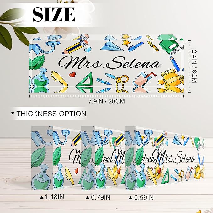 Ship Next Day Personalized Name Plate for Desk, Custom Acrylic Desk Name Sign, Office Appreciation Gifts for Women Men Coworkers Boss Teacher Employee (Teacher)