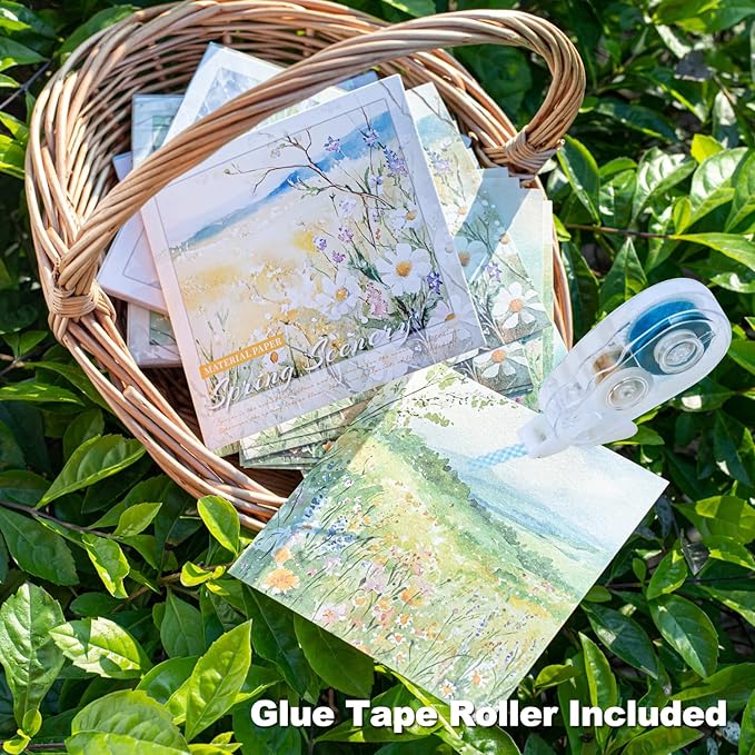 Spring Scenery Scrapbook Paper Set, 180 PCS Landscape Craft Paper Kit for Journaling, Scrapbooking, DIY Crafts, and Art Supplies