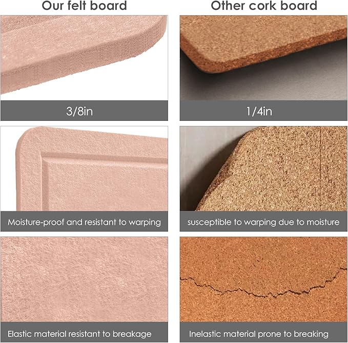 Bulletin Board, 36 x 24 Inches Felt Pin Board - Decorative Cork Alternative for Wall, 3' x 2' Foldable Picture Self-Adhesive Vision Prayer Board With 20 Pushpins - Mauvey Pink