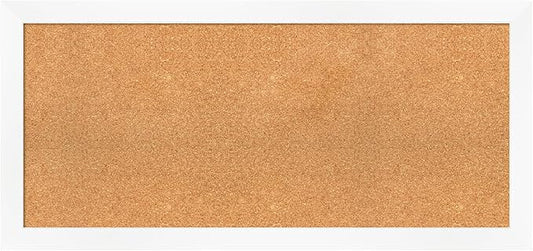 Amanti Art Natural Cork Board for Wall, 21x45 Vision Board with White Frame, Oversize Corkboard Office Decor for Home Organization, Modern Corkboard Pinboard to Display Items for Home Organization in