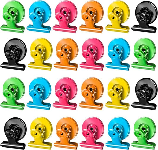 Grtard 24pack Magnetic Clips, Cute Magnet Clips for Fridge, Colorful Magnetic Clips Heavy Duty, Strong Magnetic Clip Magnets, No-Scratch Magnetic Clips for Refrigerator, Whiteboard, Locker, Classroom