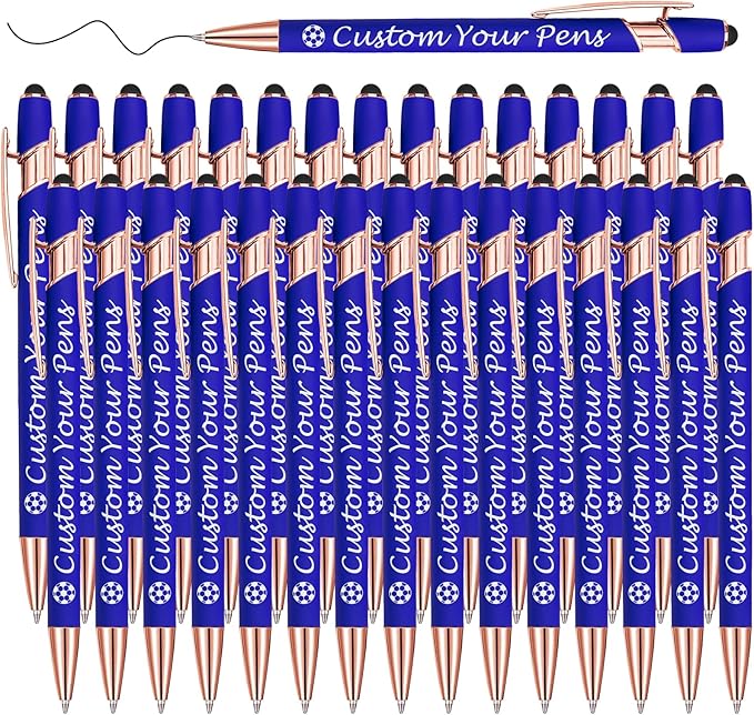 Amlion Personalized Custom Pens with Name Engraved Logo Text,30 Customized Writing Stylus Pen Promotional Item Gift for Men Women Office Business Wedding-Blue