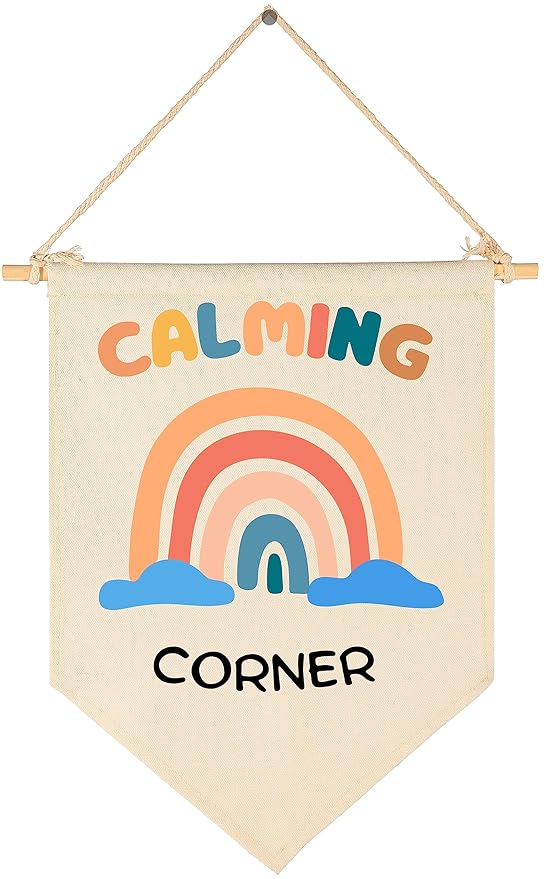 Calming Corner Decor-Coping Techniques Wall Art for Kids-Calm Down Skills-Classroom Management Sign-Flag Decor Gift for Kids Boys Girls - Banner Wall Sign Gifts for Classroom