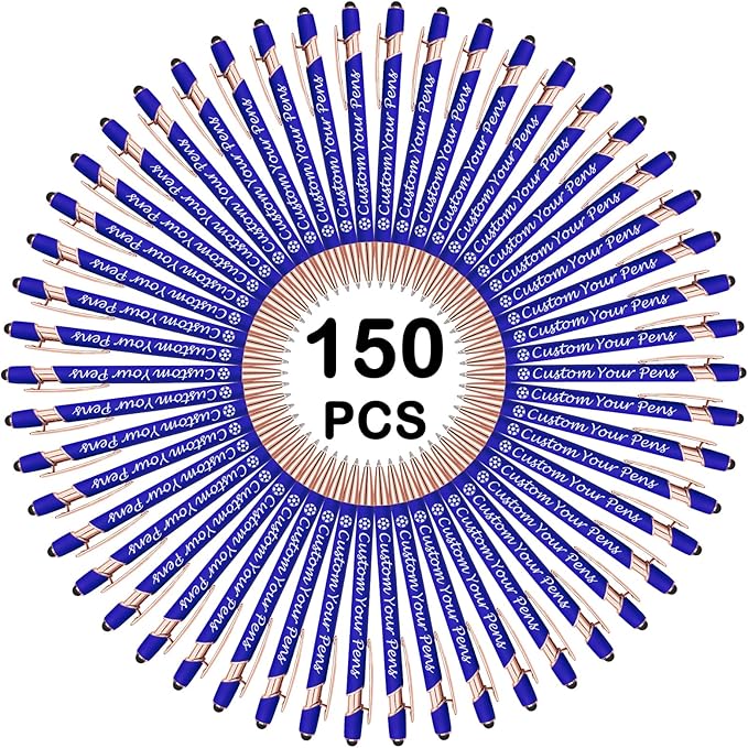 Amlion Personalized Custom Pens with Name Engraved Logo Text,150 Customized Writing Stylus Pen Promotional Item Gift for Men Women Office Business Wedding-Blue